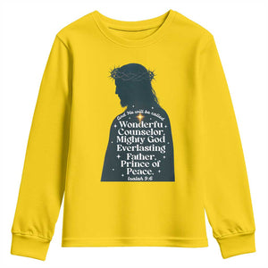 Christian Jesus Youth Sweatshirt Cross Bible Verse Inspirational Isalah 9:6 TS14 Daisy Print Your Wear