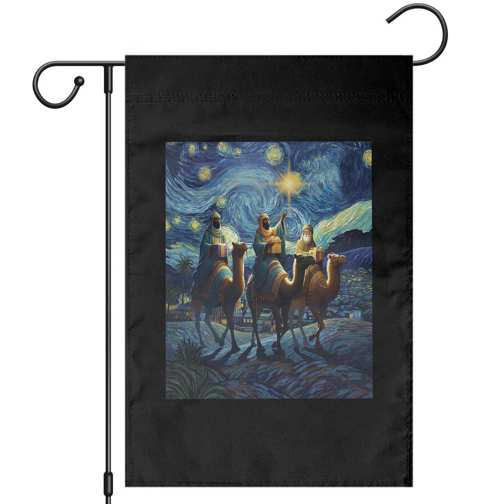Three Kings Garden Flag Nativity Scene Starry Night Christian Christmas TS14 Black Print Your Wear