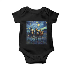 Three Kings Baby Onesie Nativity Scene Starry Night Christian Christmas TS14 Black Print Your Wear