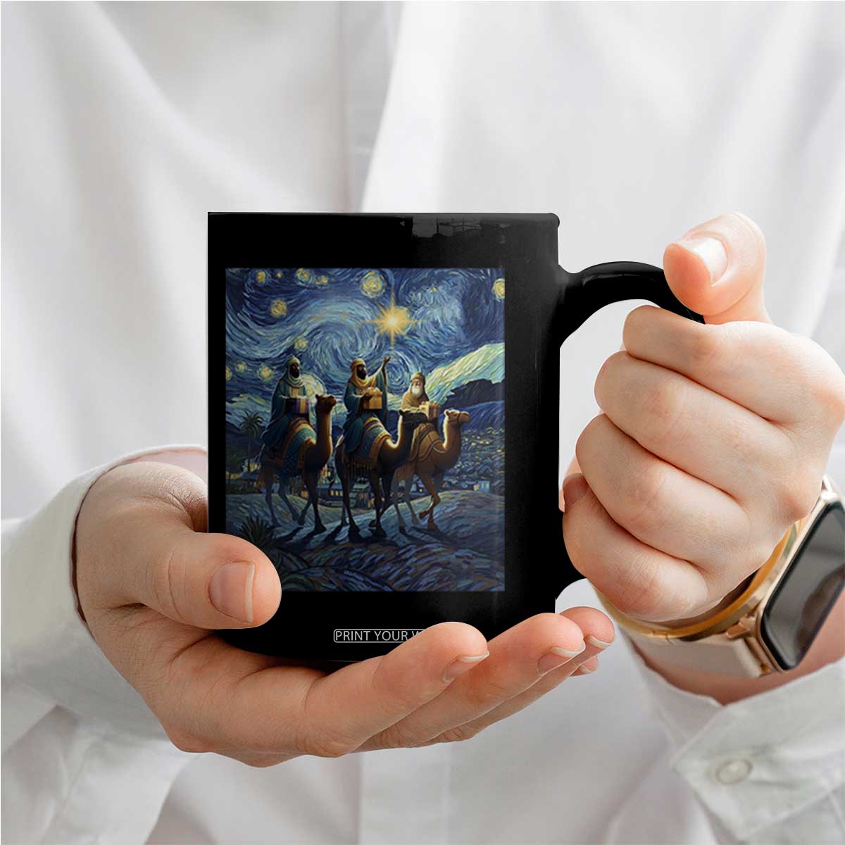 Three Kings Coffee Mug Nativity Scene Starry Night Christian Christmas TS14 Print Your Wear