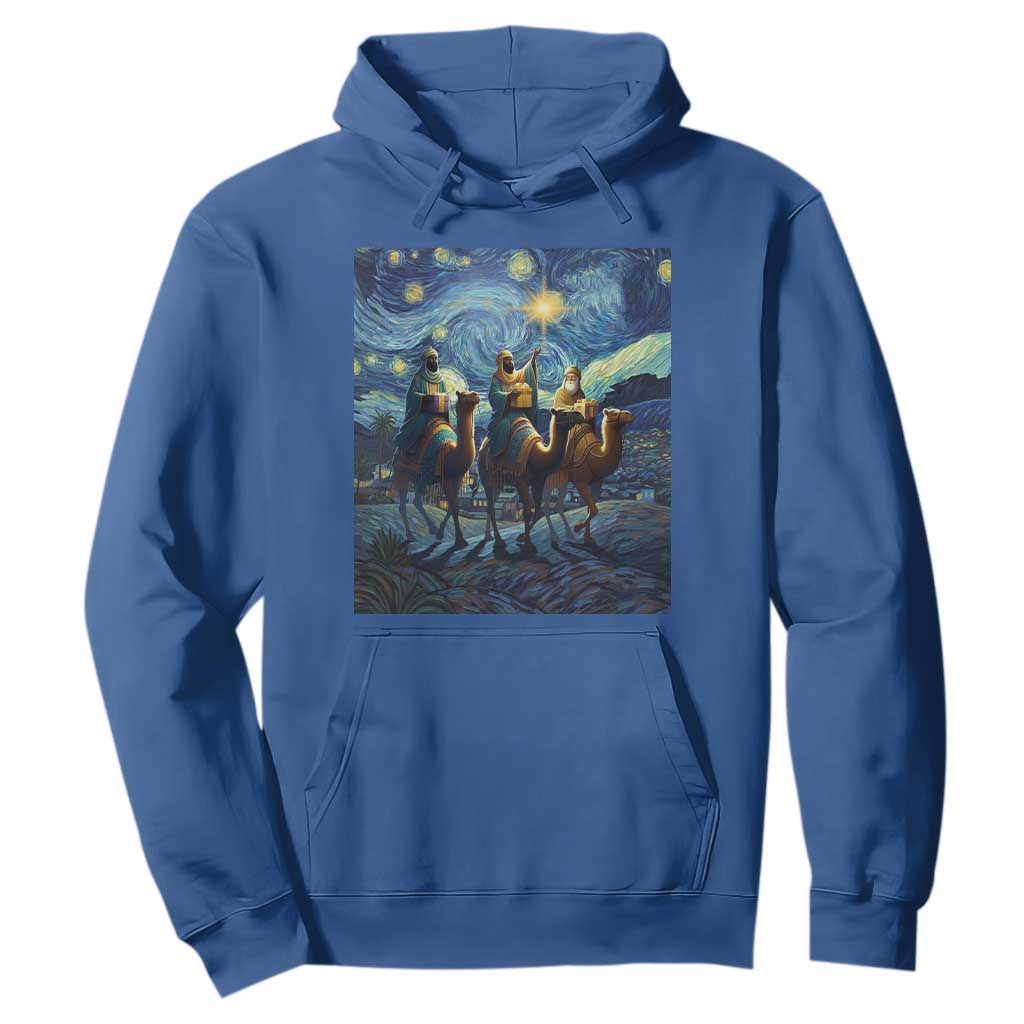 Three Kings Hoodie Nativity Scene Starry Night Christian Christmas TS14 Royal Blue Print Your Wear
