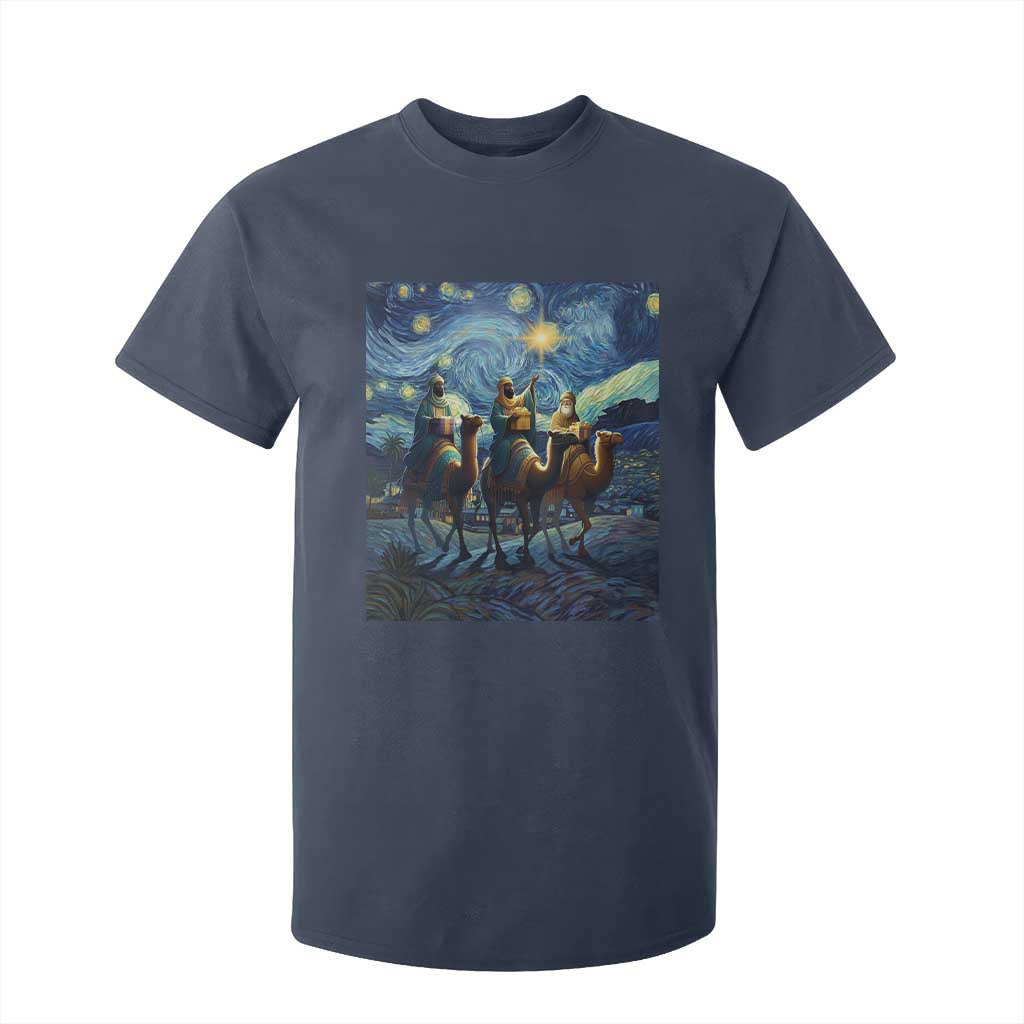 Three Kings T Shirt For Kid Nativity Scene Starry Night Christian Christmas TS14 Navy Print Your Wear