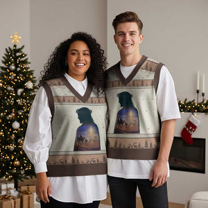 Three Wise Men Nativity Scene V-Neck Knit Sweater Vest Christian Jesus Faith TS14 Mocha Mousse Print Your Wear