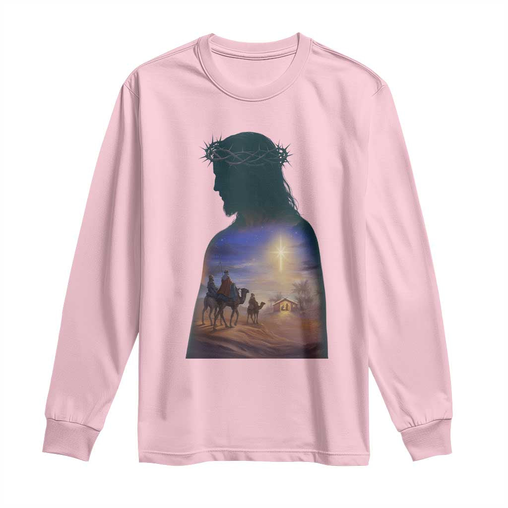 Three Wise Men Nativity Scene Long Sleeve Shirt Christian Jesus Faith TS14 Light Pink Print Your Wear
