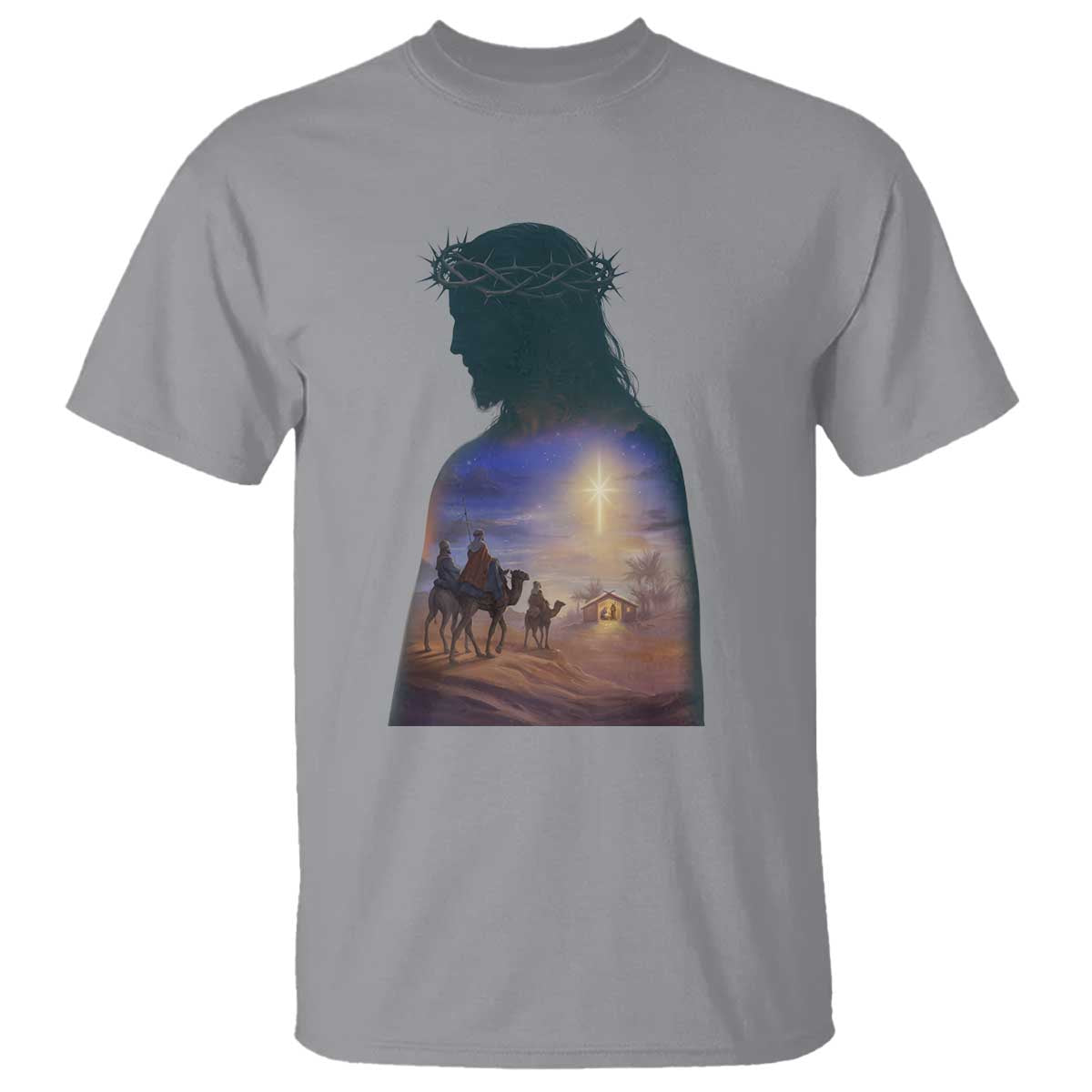Three Wise Men Nativity Scene T Shirt Christian Jesus Faith TS14 Sport Gray Print Your Wear