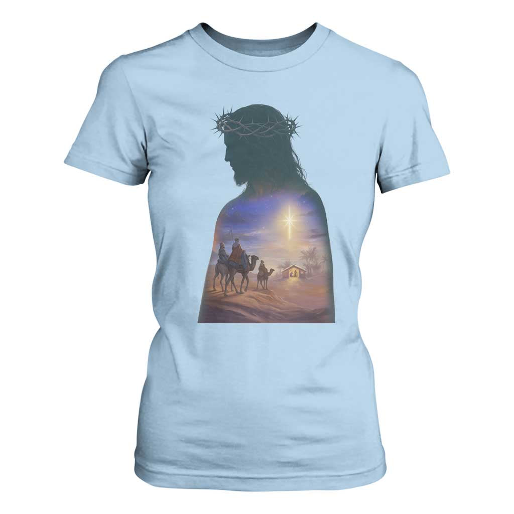Three Wise Men Nativity Scene T Shirt For Women Christian Jesus Faith TS14 Light Blue Print Your Wear