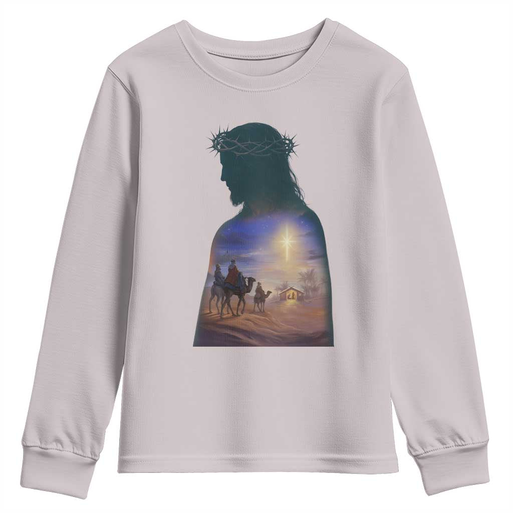 Three Wise Men Nativity Scene Youth Sweatshirt Christian Jesus Faith TS14 Ice Gray Print Your Wear