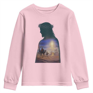 Three Wise Men Nativity Scene Youth Sweatshirt Christian Jesus Faith TS14 Light Pink Print Your Wear