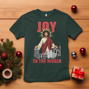 Jesus Christmas T Shirt Joy To The World Christian TS14 Dark Forest Green Print Your Wear