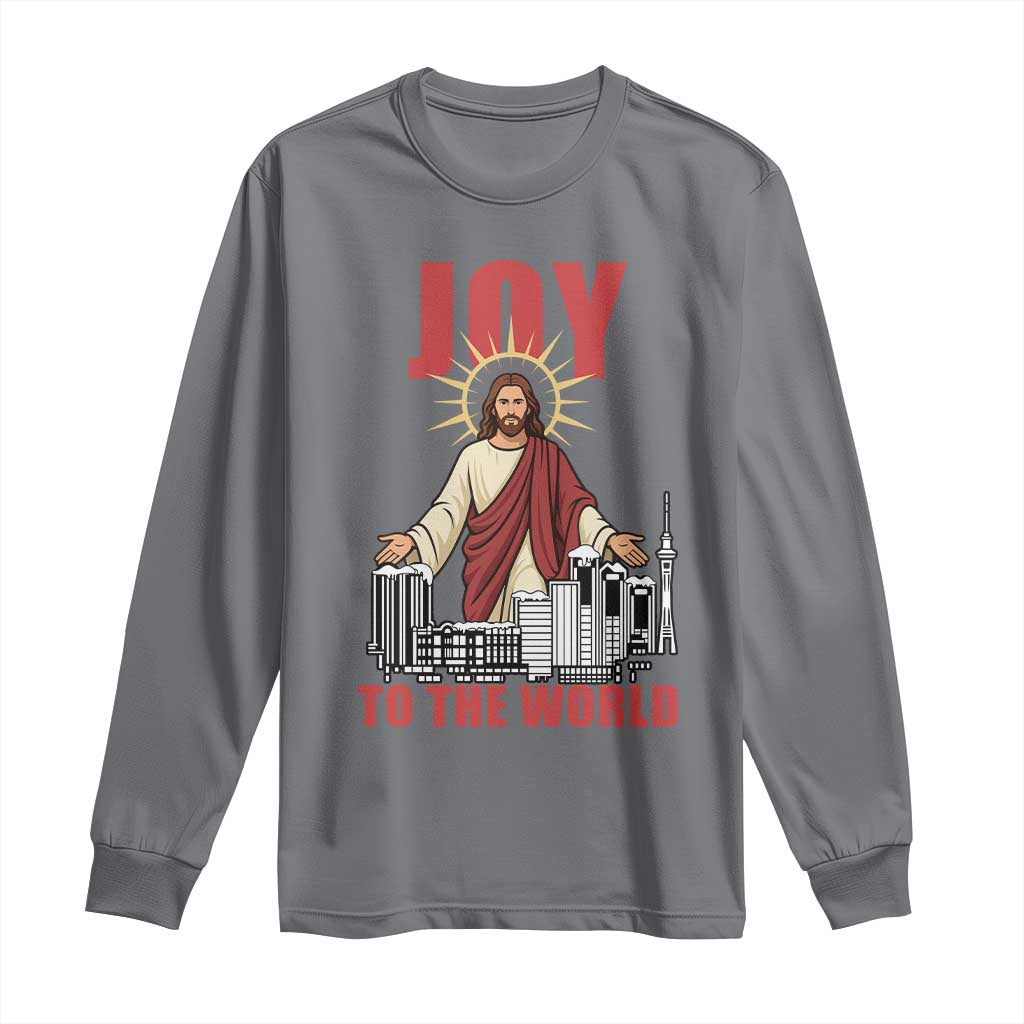 Jesus Christmas Long Sleeve Shirt Joy To The World Christian TS14 Charcoal Print Your Wear