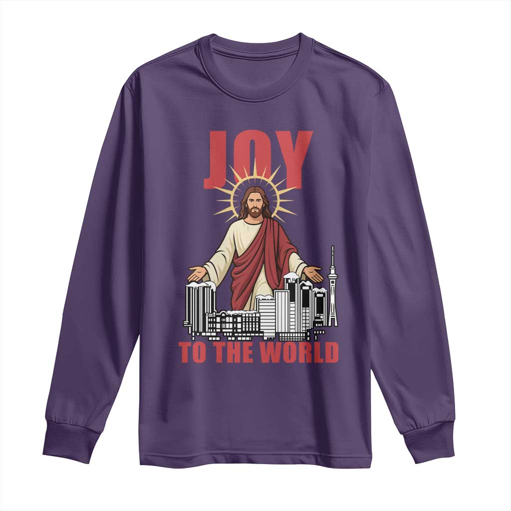 Jesus Christmas Long Sleeve Shirt Joy To The World Christian TS14 Purple Print Your Wear
