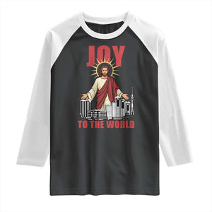Jesus Christmas Raglan Shirt Joy To The World Christian TS14 Black White Print Your Wear