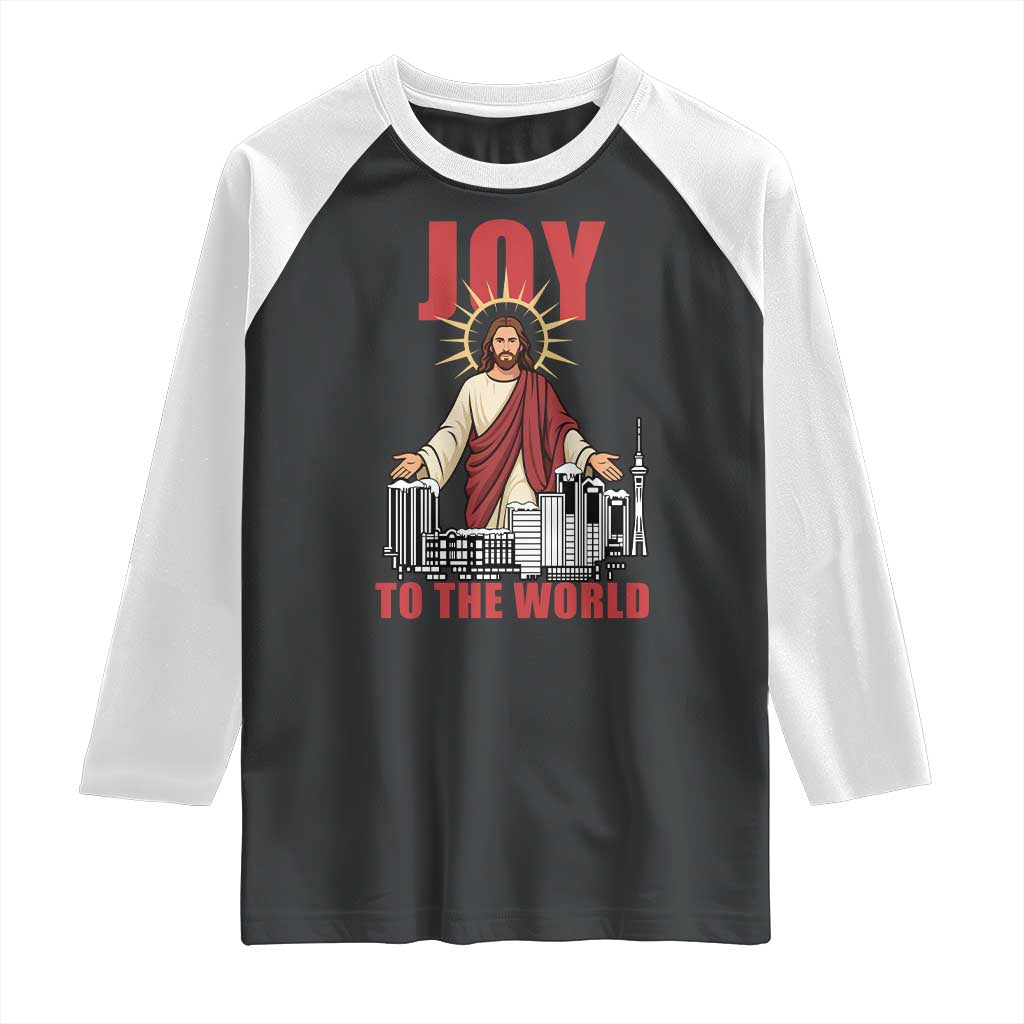 Jesus Christmas Raglan Shirt Joy To The World Christian TS14 Black White Print Your Wear