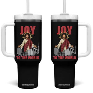 Jesus Christmas Tumbler With Handle Joy To The World Christian TS14 One Size: 40 oz Black Print Your Wear