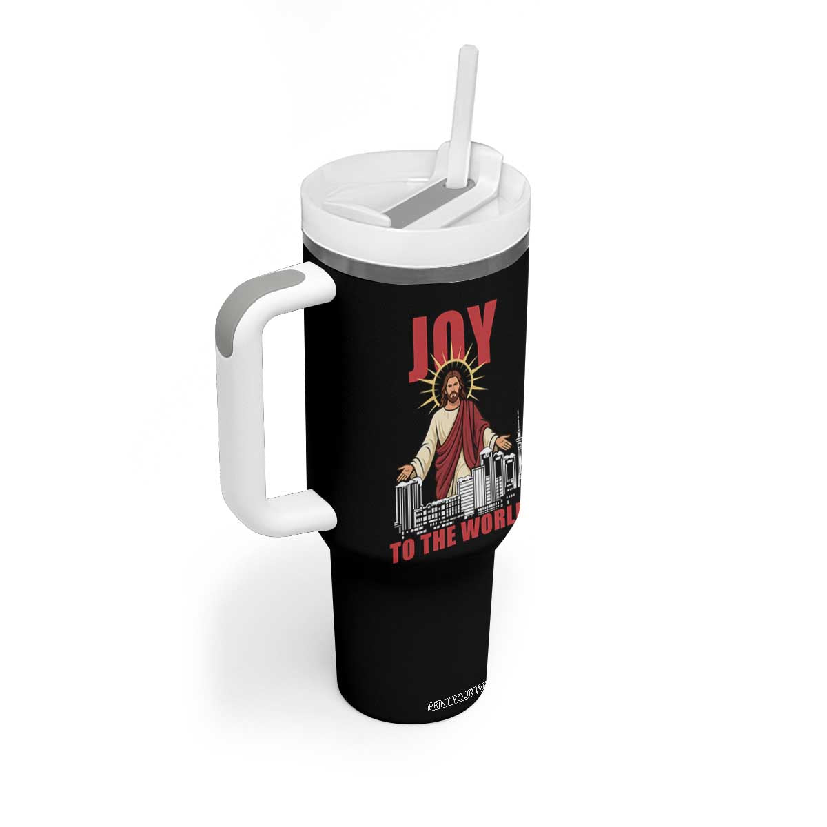 Jesus Christmas Tumbler With Handle Joy To The World Christian TS14 Print Your Wear