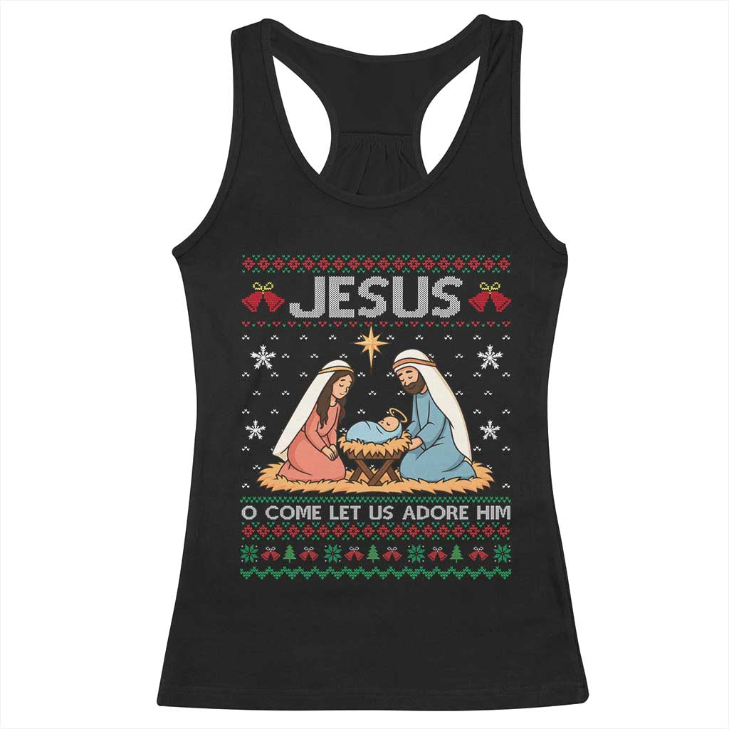Nativity Scene Christmas Racerback Tank Top Baby Jesus Christian Xmas TS14 Black Print Your Wear