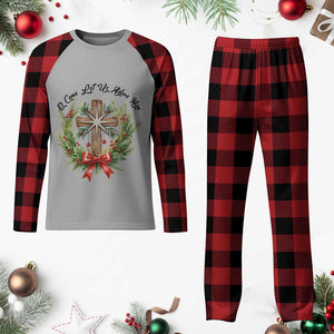 Cross Christmas Plaid Pajama Set O Come Let Us Adove Him TS14 Buffalo Plaid Print Your Wear