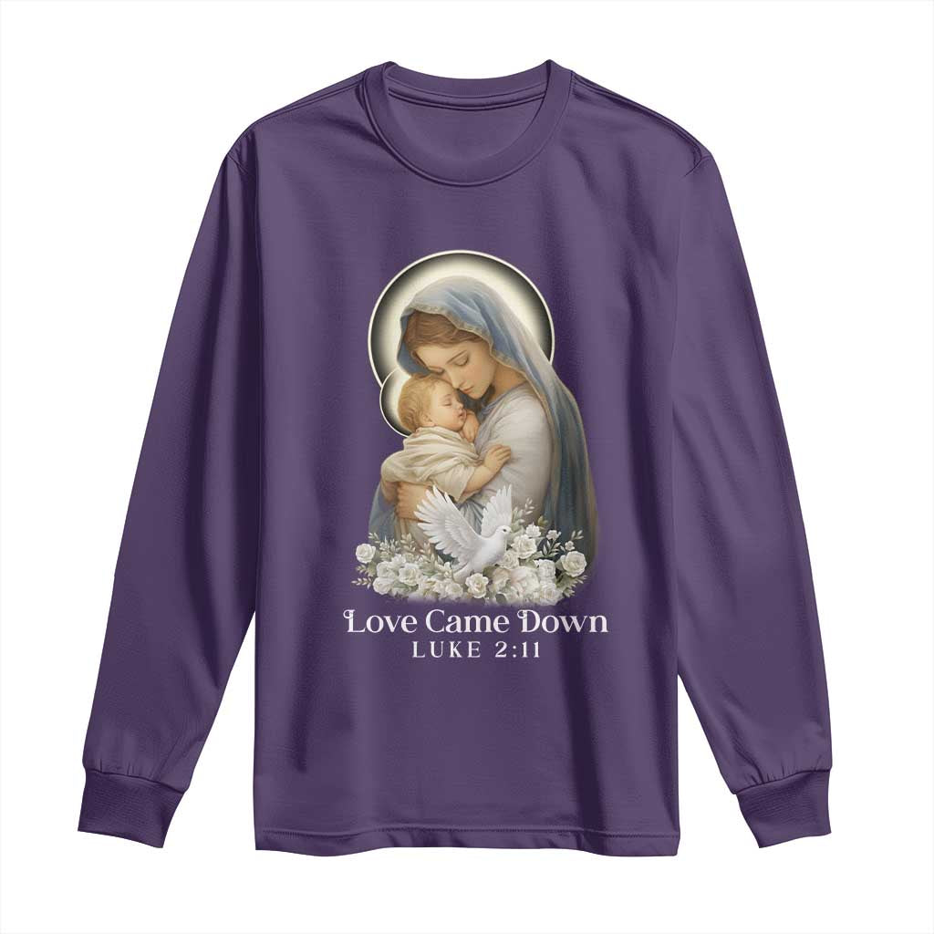 Christian Christmas Long Sleeve Shirt Love Came Down Luke 2:11 TS14 Purple Print Your Wear