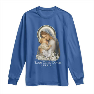 Christian Christmas Long Sleeve Shirt Love Came Down Luke 2:11 TS14 Royal Blue Print Your Wear
