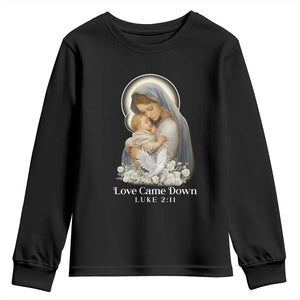 Christian Christmas Youth Sweatshirt Love Came Down Luke 2:11 TS14 Black Print Your Wear