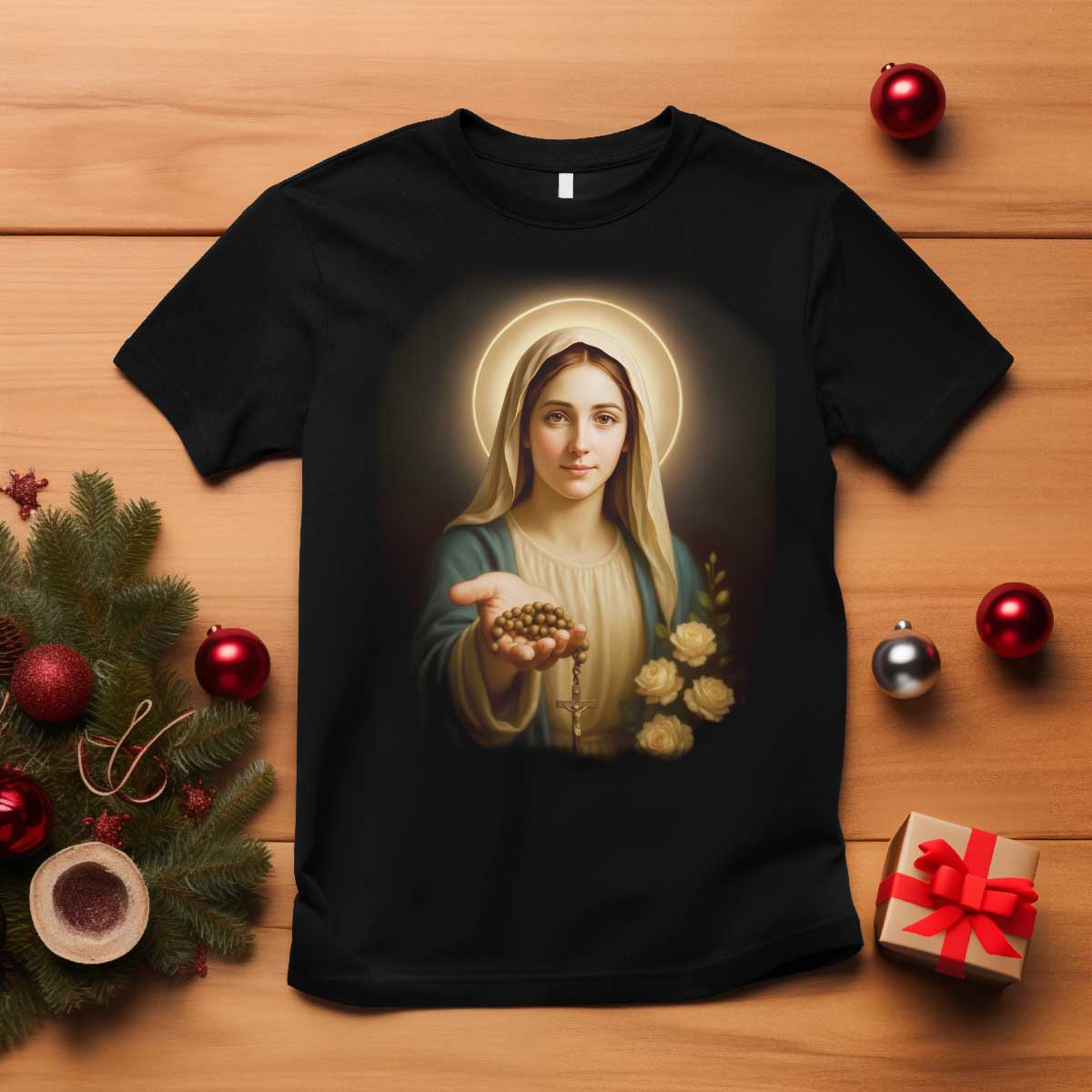 Virgin Mary Maria T Shirt Catholic Christian Faith TS14 Black Print Your Wear