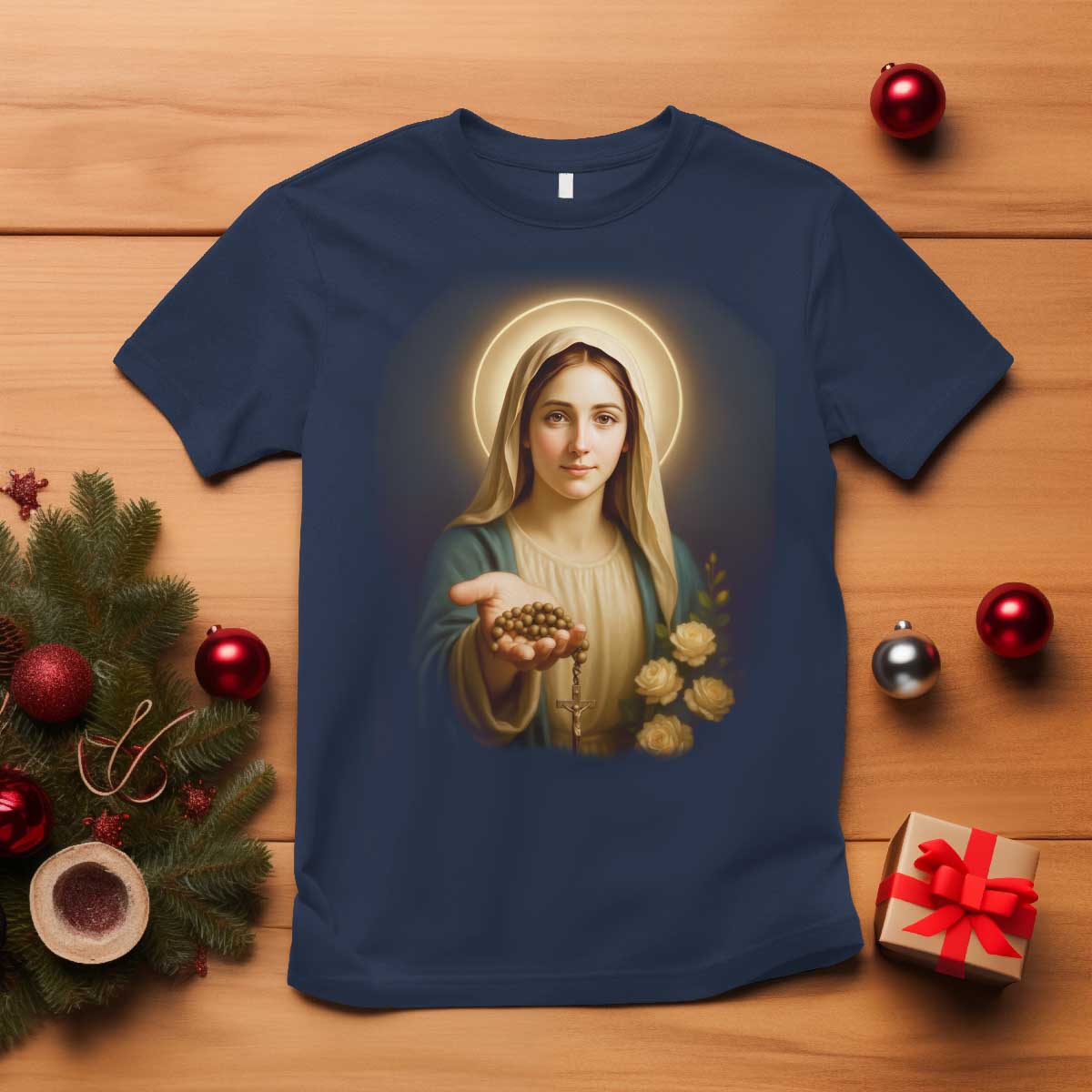 Virgin Mary Maria T Shirt Catholic Christian Faith TS14 Navy Print Your Wear
