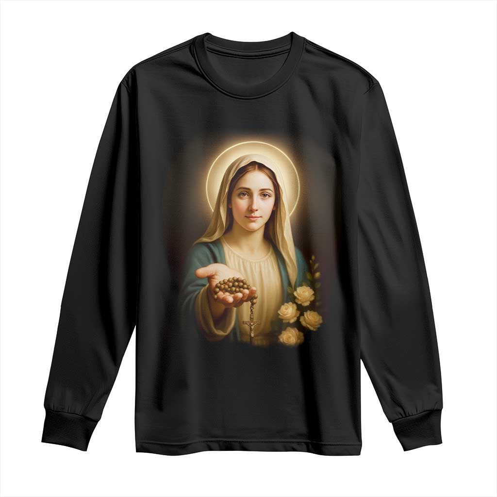 Virgin Mary Maria Long Sleeve Shirt Catholic Christian Faith TS14 Black Print Your Wear