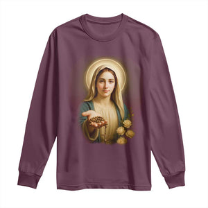 Virgin Mary Maria Long Sleeve Shirt Catholic Christian Faith TS14 Maroon Print Your Wear