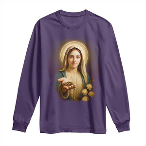 Virgin Mary Maria Long Sleeve Shirt Catholic Christian Faith TS14 Purple Print Your Wear