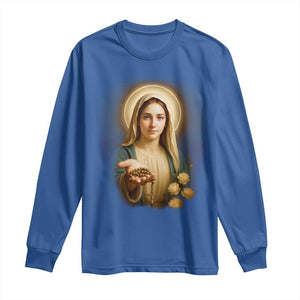 Virgin Mary Maria Long Sleeve Shirt Catholic Christian Faith TS14 Royal Blue Print Your Wear