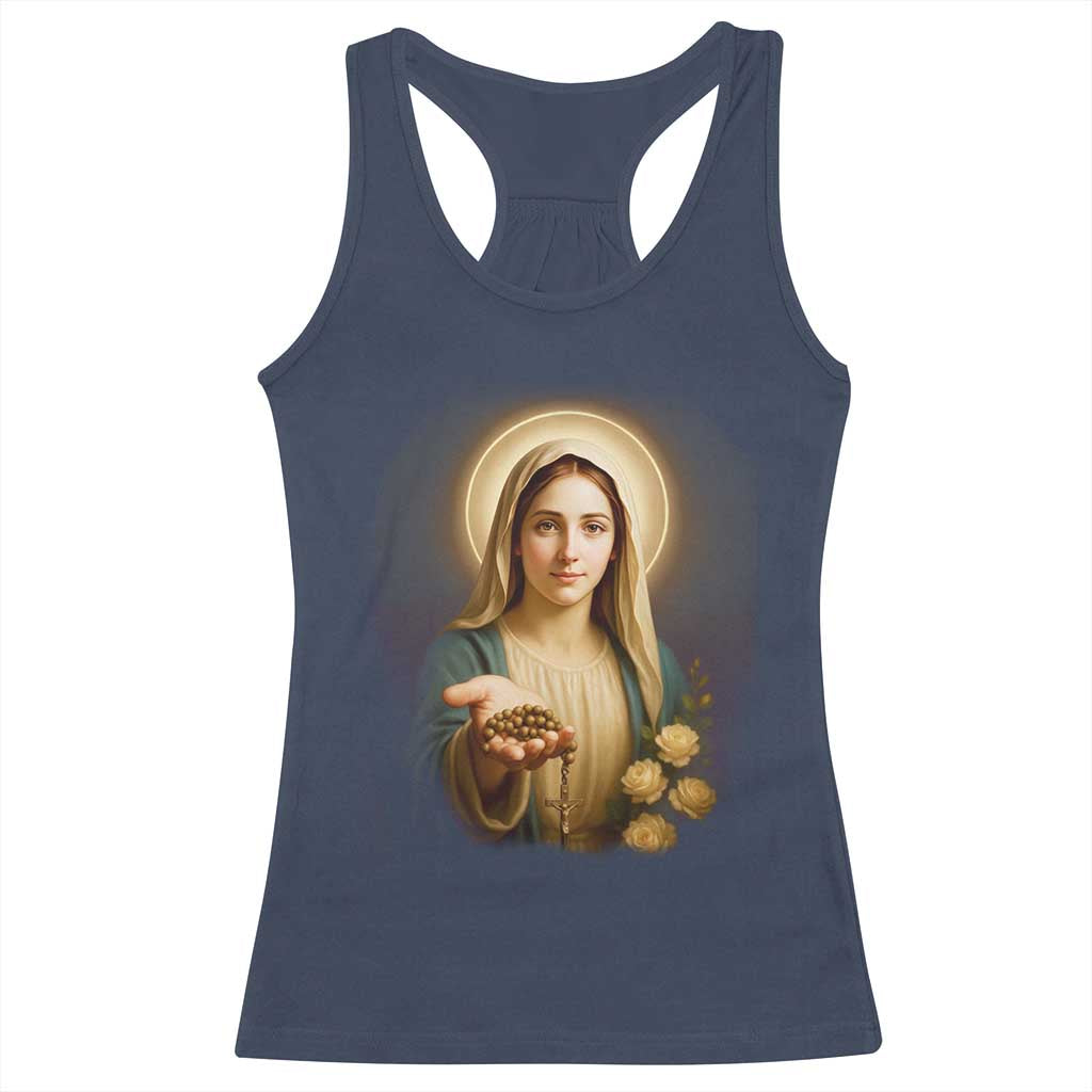 Virgin Mary Maria Racerback Tank Top Catholic Christian Faith TS14 Navy Print Your Wear