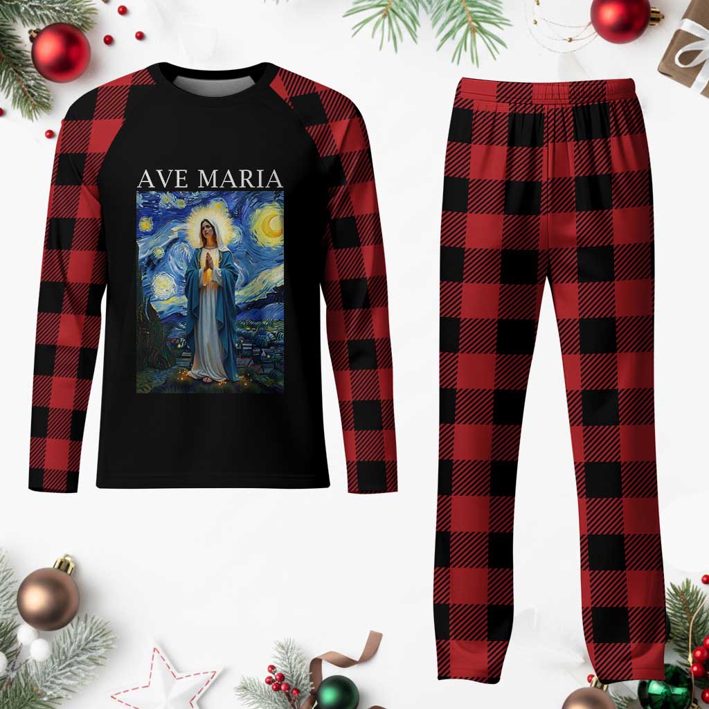 Virgin Mary Starry Night Plaid Pajama Set Mother of Christ Catholic TS14 Buffalo Plaid Print Your Wear