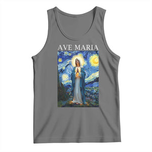 Virgin Mary Starry Night Tank Top Mother of Christ Catholic TS14 Black Heather Print Your Wear