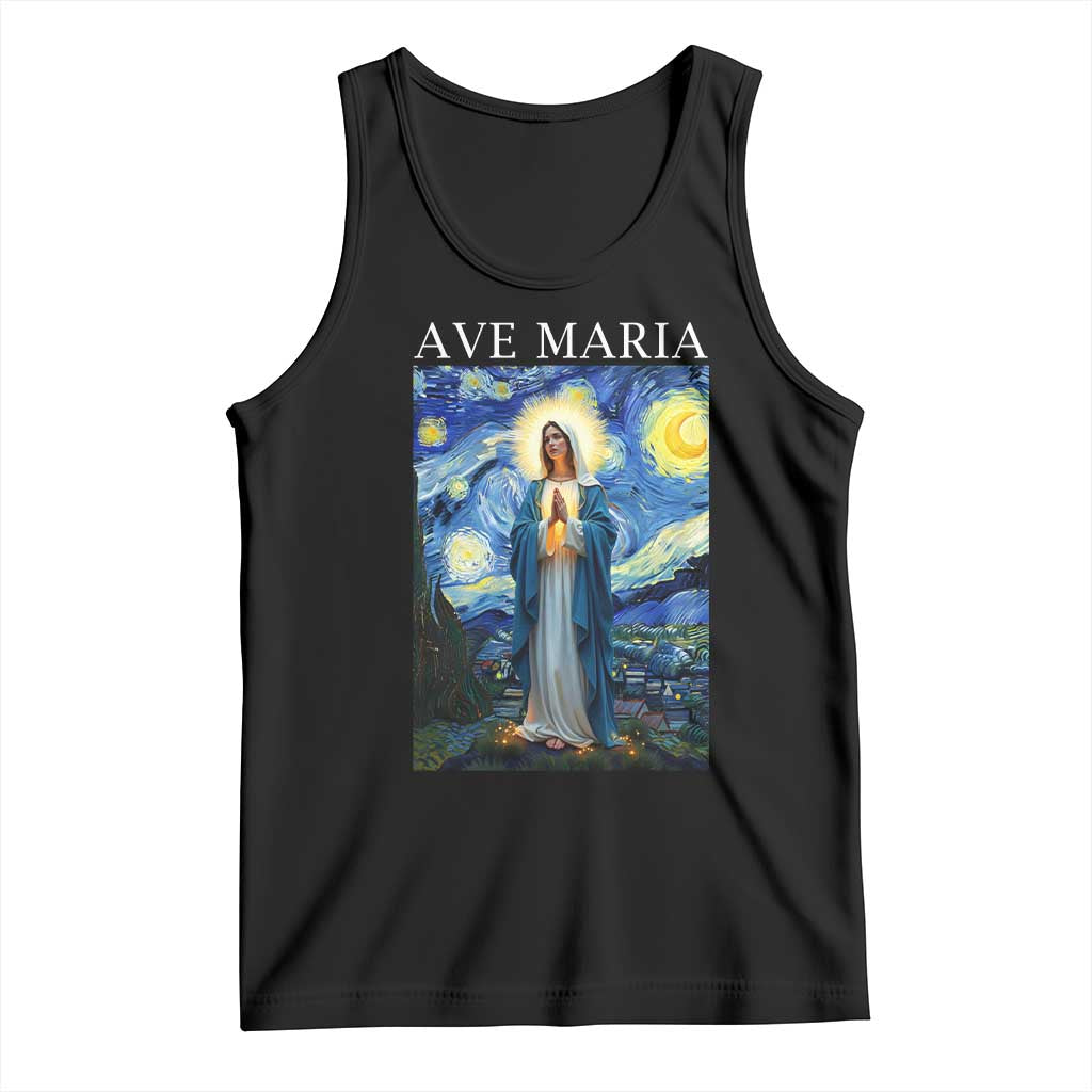 Virgin Mary Starry Night Tank Top Mother of Christ Catholic TS14 Black Print Your Wear