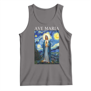 Virgin Mary Starry Night Tank Top Mother of Christ Catholic TS14 Deep Heather Print Your Wear