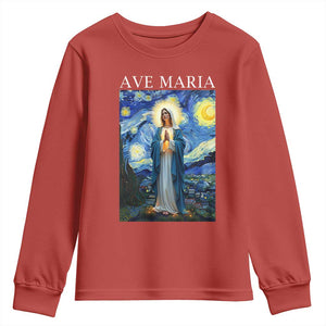 Virgin Mary Starry Night Youth Sweatshirt Mother of Christ Catholic TS14 Red Print Your Wear