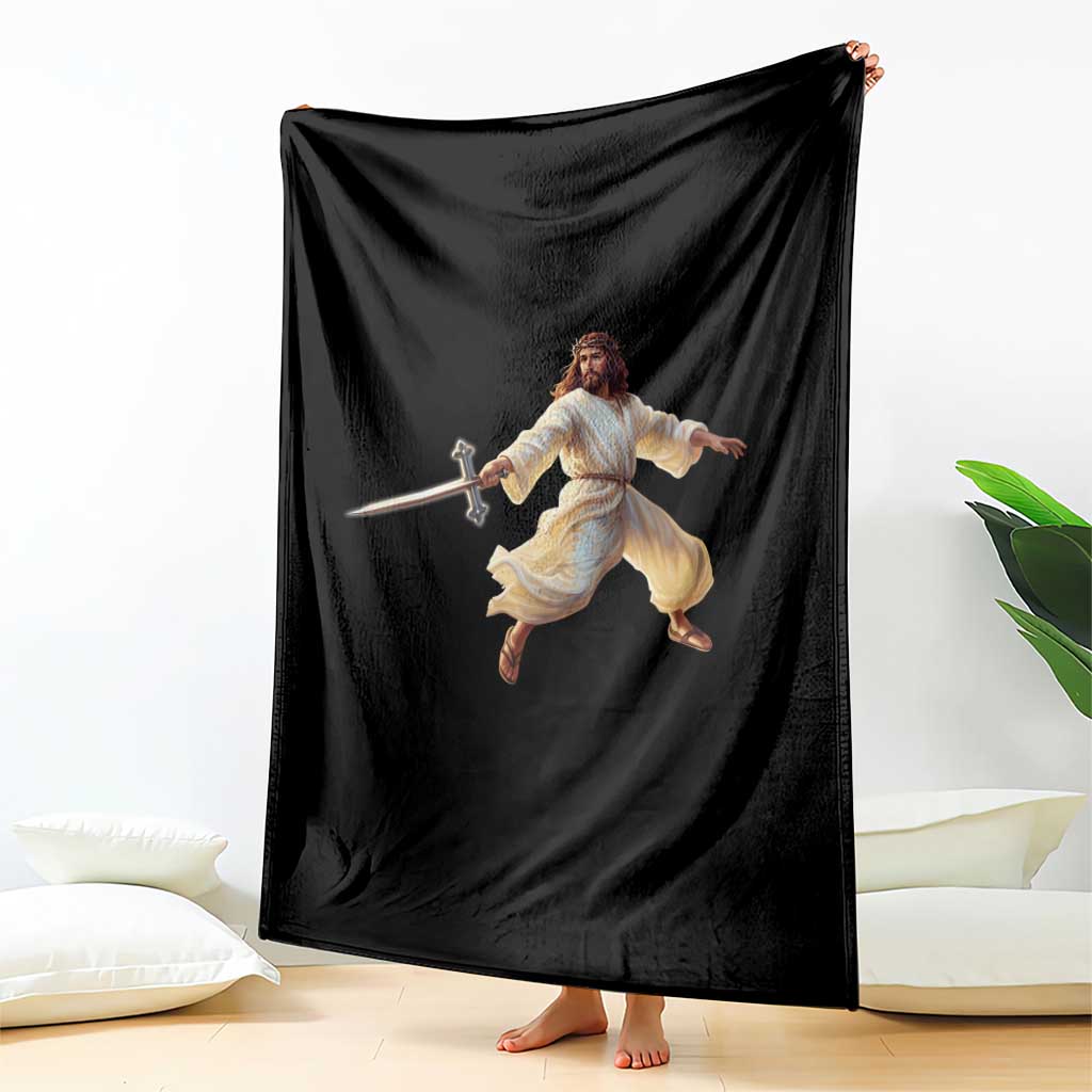 Funny Fencing Jesus Throw Blanket Combat Sport Christan Lover TS14 Print Your Wear