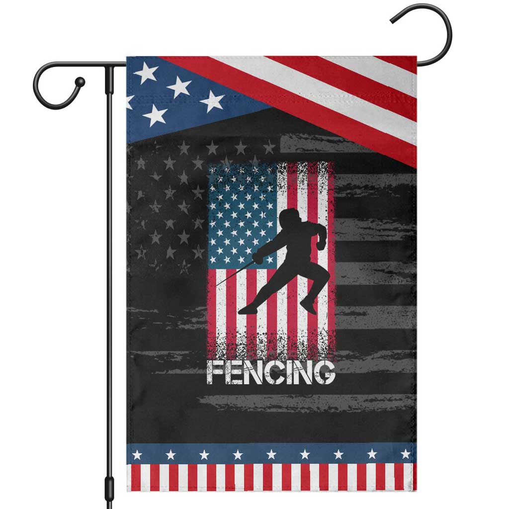 American Flag Fencing USA Patriotic Garden Flag TS14 Distressed Black Blue Print Your Wear