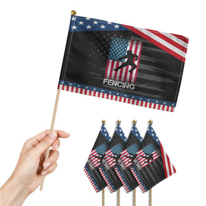 American Flag Fencing USA Patriotic Handheld Flag TS14 Print Your Wear