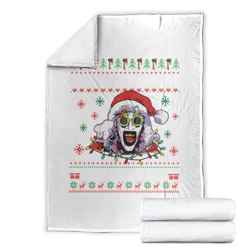 Terrifier Santa Christmas Throw Blanket Getting Into The Holiday Spirit Horror Movie TS14 White Print Your Wear