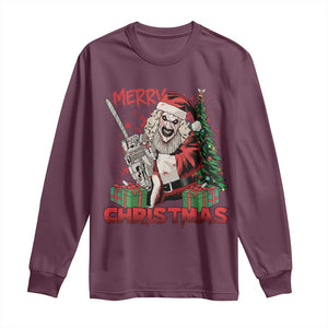 Terrifier Santa Christmas Horror Movie Long Sleeve Shirt TS14 Maroon Print Your Wear