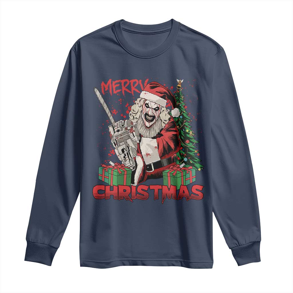 Terrifier Santa Christmas Horror Movie Long Sleeve Shirt TS14 Navy Print Your Wear