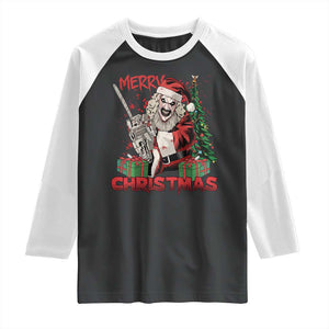 Terrifier Santa Christmas Horror Movie Raglan Shirt TS14 Black White Print Your Wear