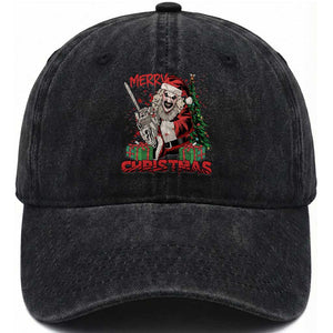 Terrifier Santa Christmas Horror Movie Washed Cotton Baseball Cap TS14 Washed Cap Universal Fit Black Print Your Wear