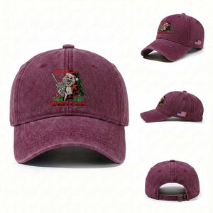 Terrifier Santa Christmas Horror Movie Washed Cotton Baseball Cap TS14 Washed Cap Universal Fit Burgundy Print Your Wear