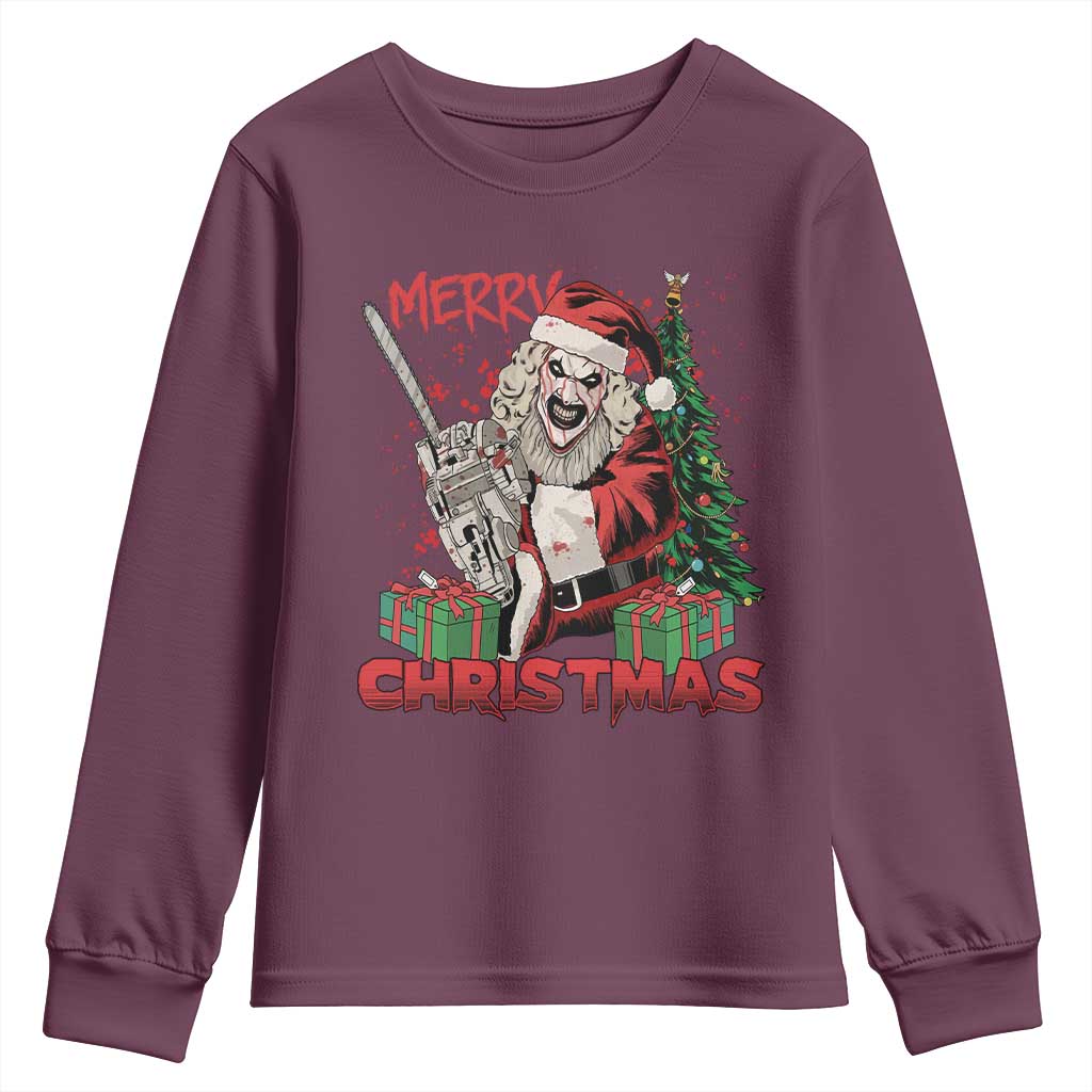 Terrifier Santa Christmas Horror Movie Youth Sweatshirt TS14 Maroon Print Your Wear