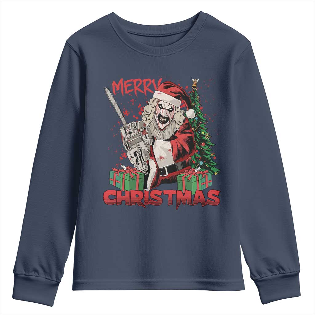 Terrifier Santa Christmas Horror Movie Youth Sweatshirt TS14 Navy Print Your Wear