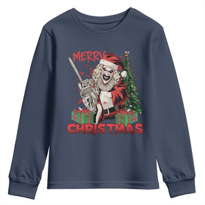 Terrifier Santa Christmas Horror Movie Youth Sweatshirt TS14 Navy Print Your Wear