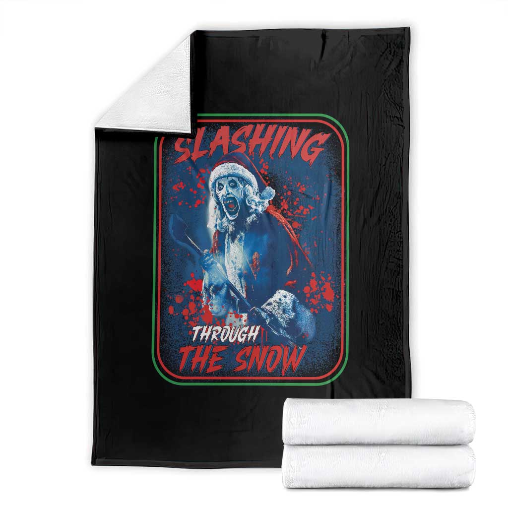 Terrifier Santa Christmas Throw Blanket Slashing Through The Snow TS14 Black Print Your Wear