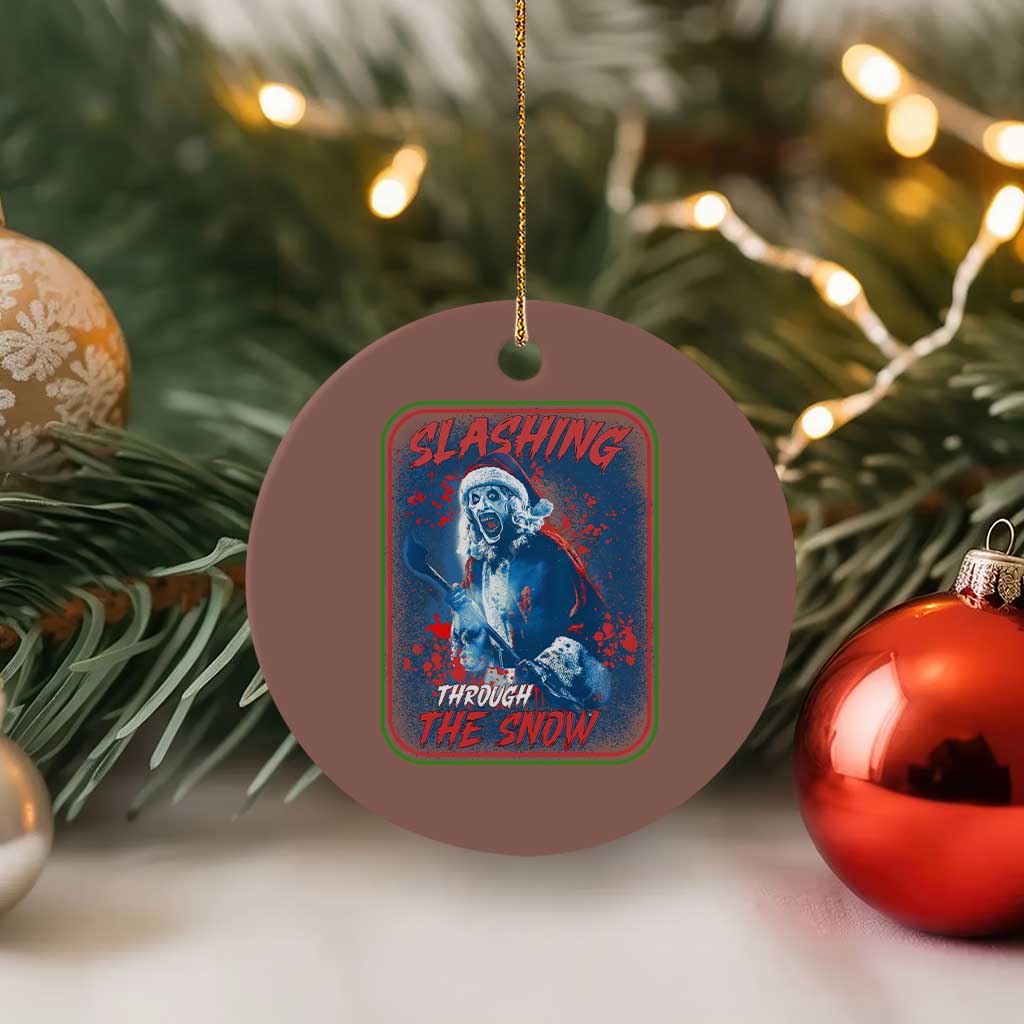 Terrifier Santa Christmas Ceramic Ornament Slashing Through The Snow TS14 1pc Mocha Print Your Wear